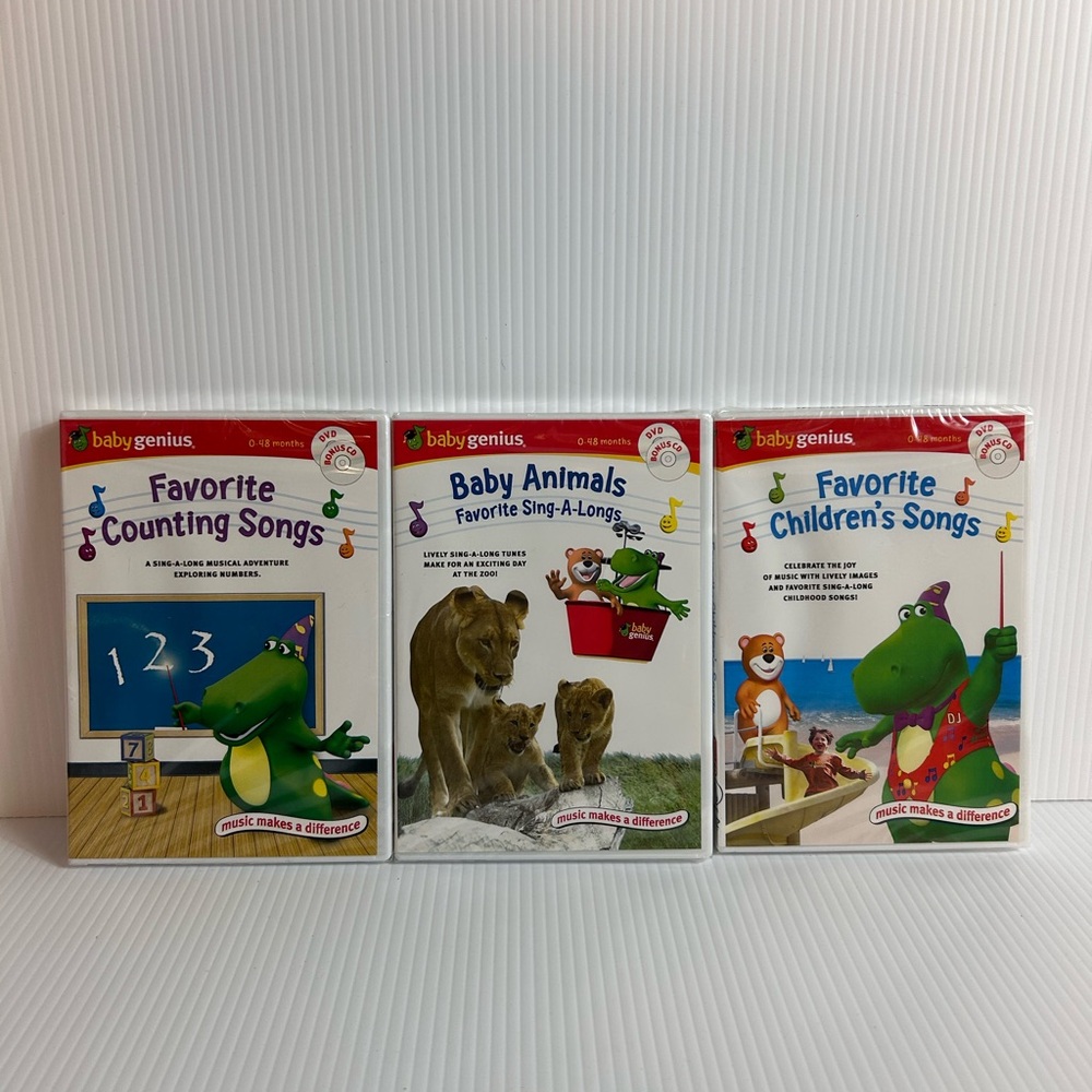 DVD Baby Genius NEW Lot (3) Favorite Children's Songs Baby Animals Counting